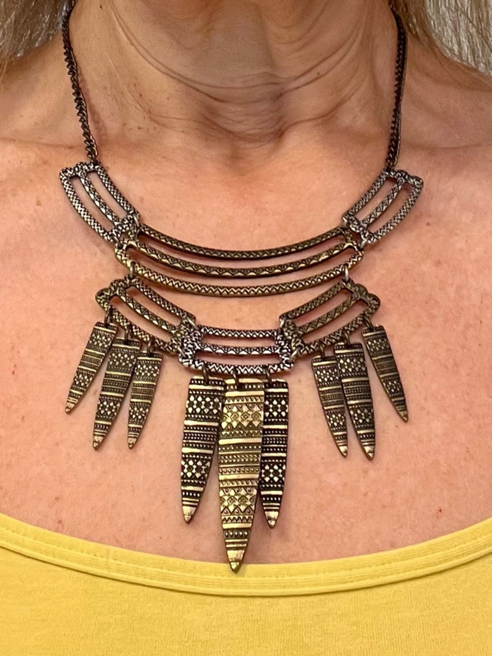 Bohemian Tribal Statement Necklace metal VINTAGE exceptional vintage condition